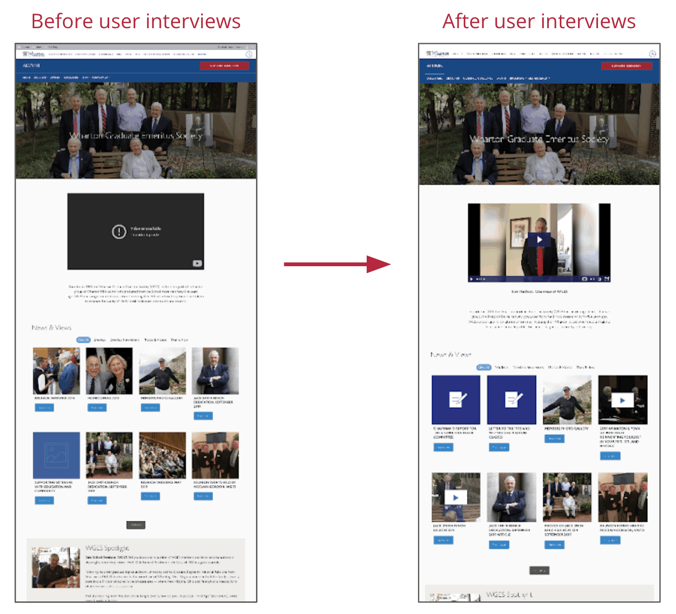 Images of before the usability study and after the usability study.